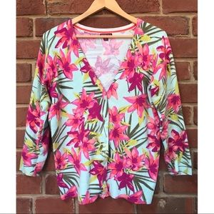 Floral Hawaiian Print Cardigan